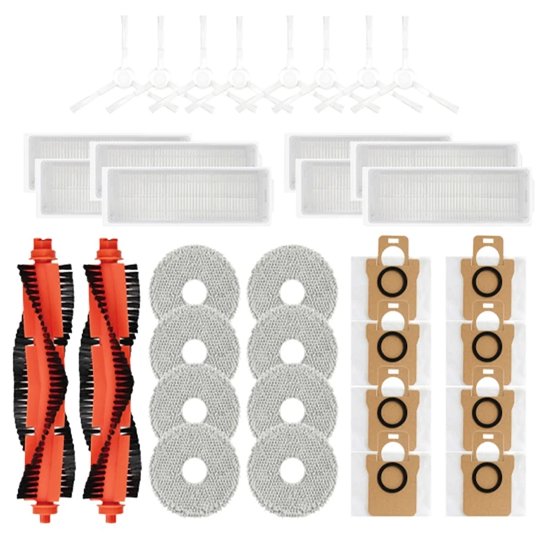 

B38B-Compatible For Xiaomi Mijia M30pro C107 Vacuum Replacement Parts Roller Side Brush Filter Mop Cloth Dust Bag Accessories