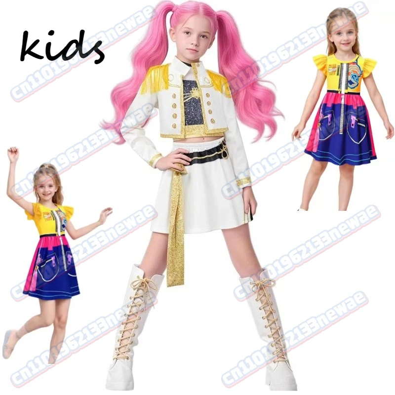 

NEW 2025 hot anime Kpop Demon Hunter Cosplay Costume Rumi Zoey Mira Cosplay Girls Style Kids Stage Performance Clothes Halloween