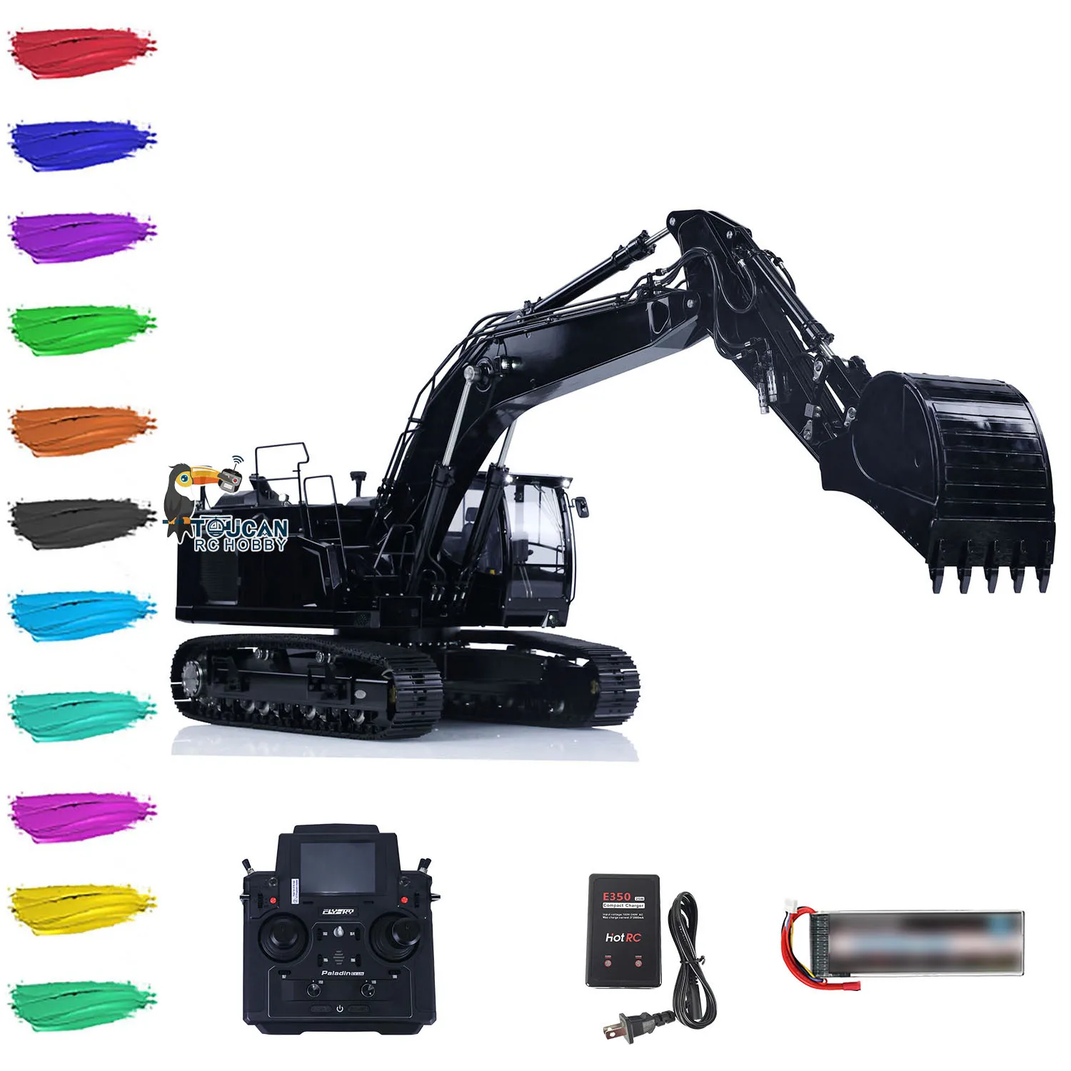 RTR LESU LR945 Upgraded 1/14 RC Hydraulic Metal Excavator Model PL18EVLite Quick Release Coupler Lights Engineering Vehicle Toy