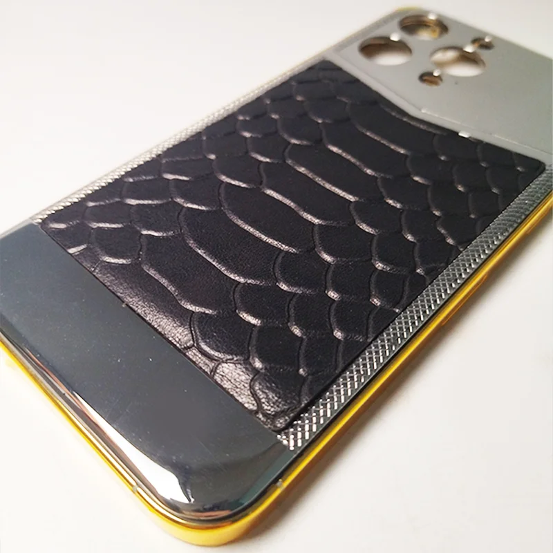 Luxury customized gold plated housing with crocodile pattern or python pattern leather for iphone