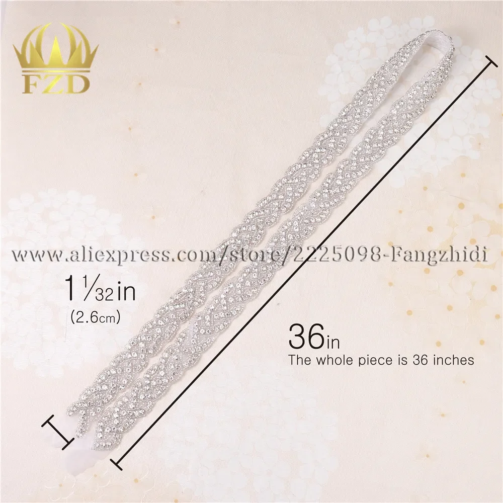 (1yard) Handmade Beaded Hot Fix Sliver Clear Bling Sew On Crystal Embellishments Rhinestone Trim Bridal Belt Headbands Garters