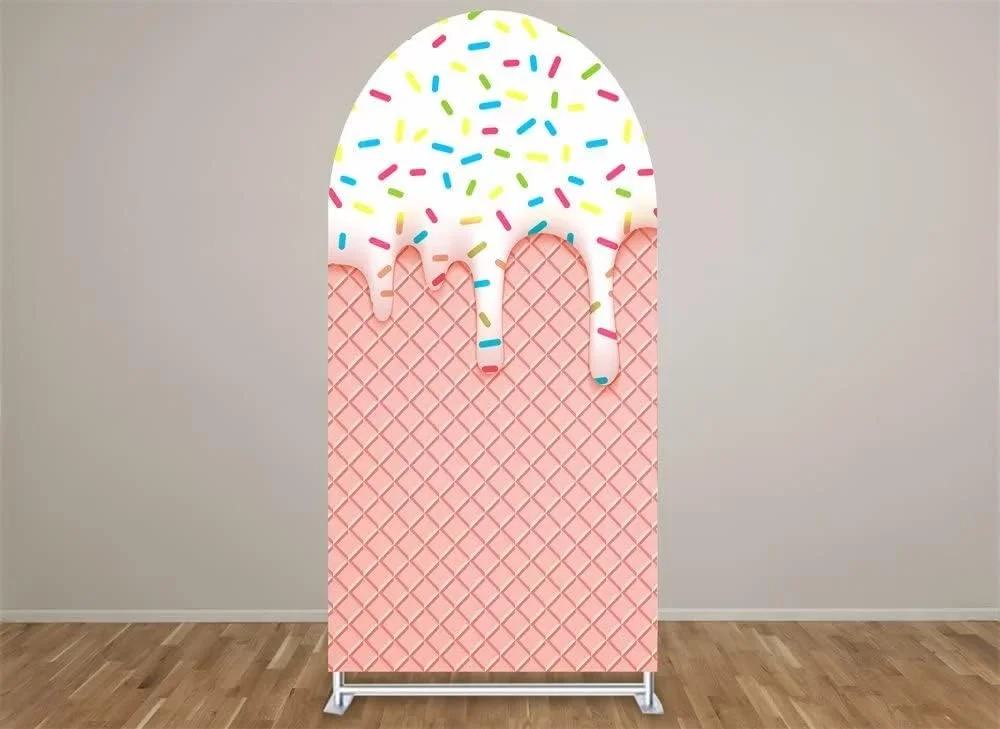 غطاء خلفية على شكل قوس حلوى حلوة لفتاة دونات تحت عنوان زينة حفلات أعياد الميلاد خلفيات كيارا أغطية حائط مقوسة دعائم