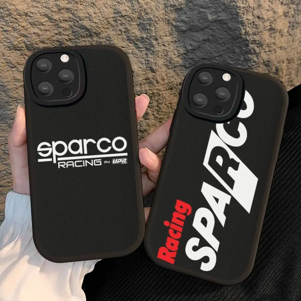 

1PC S-Sparco Logo Phone Case Hard Leather For IPhone 16 15 14 13 12 Mini 11 14 Pro Max Xs X Xr 7 8 Plus Fundas
