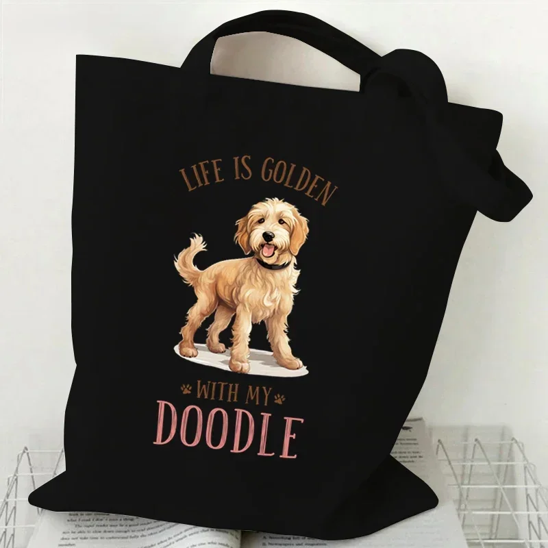 Cartoon Dogs Hand Bag Women Tote Canvas Bag The Only Thing Better Than Coffee Is My German Shepherd Print Shoulder Bag Handbag