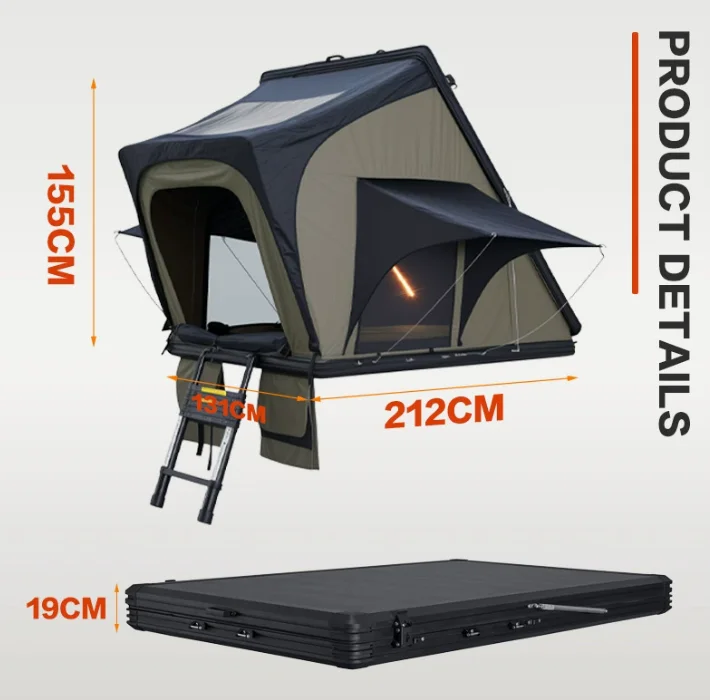 Hard Shell Aluminum Triangle Automatic Waterproof Roof Top Tent 4wd Car Rooftop Tent For Car With 2-4 Person