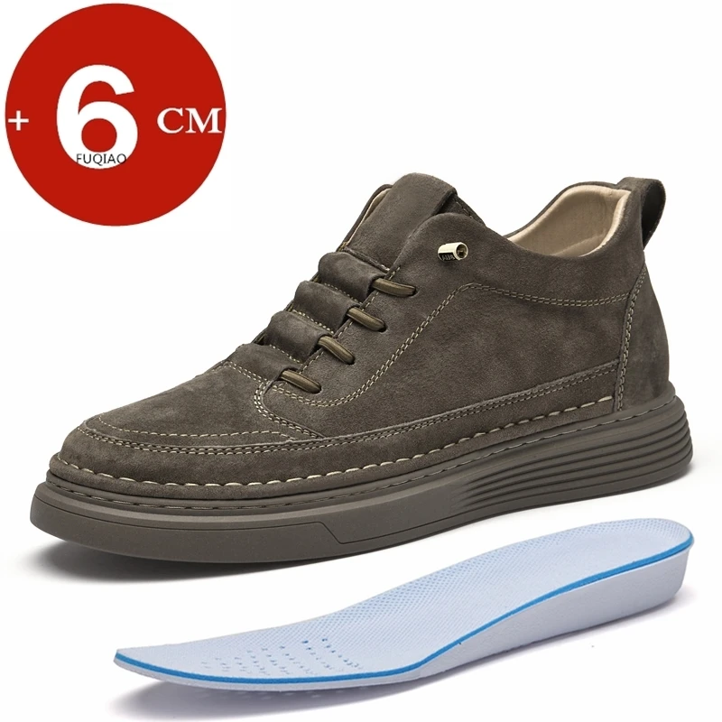 

Genuine Leather Elevator Shoes for Men Height Increasing Sneakers Taller Fashion Casual Shoes with Height Increase 6cm