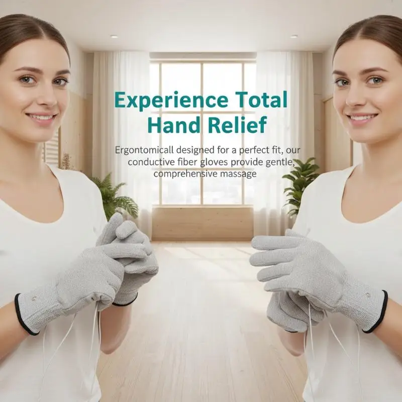 Silver Fiber Electrode Gloves 1Pair Conductive Pads for Hand Massage Therapy TENS EMS Devices Medical Use