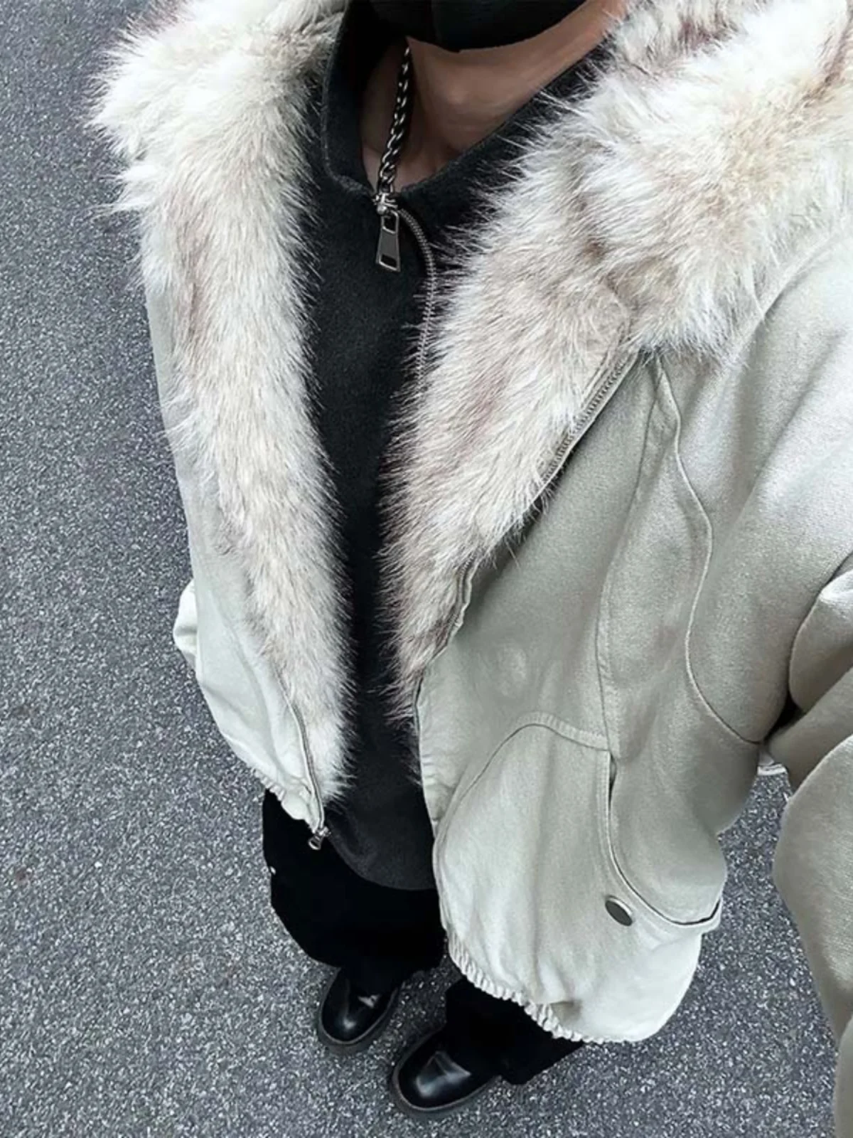 

Men's Winter ort Jaet Mountain Eagle Coat CleanFit American Detroit Cotton Coat with Fur Collar Warmth And Sle for Teens