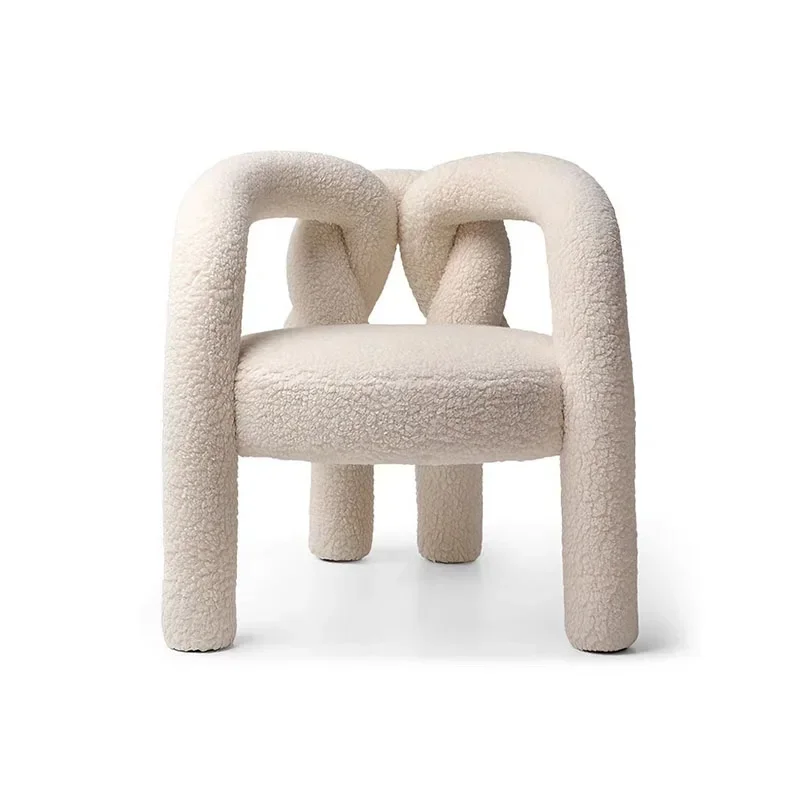 

Light Luxury Backrest Dressing Chair Lamb Fleece Sofa Chair Premium Armrest Leisure Chair