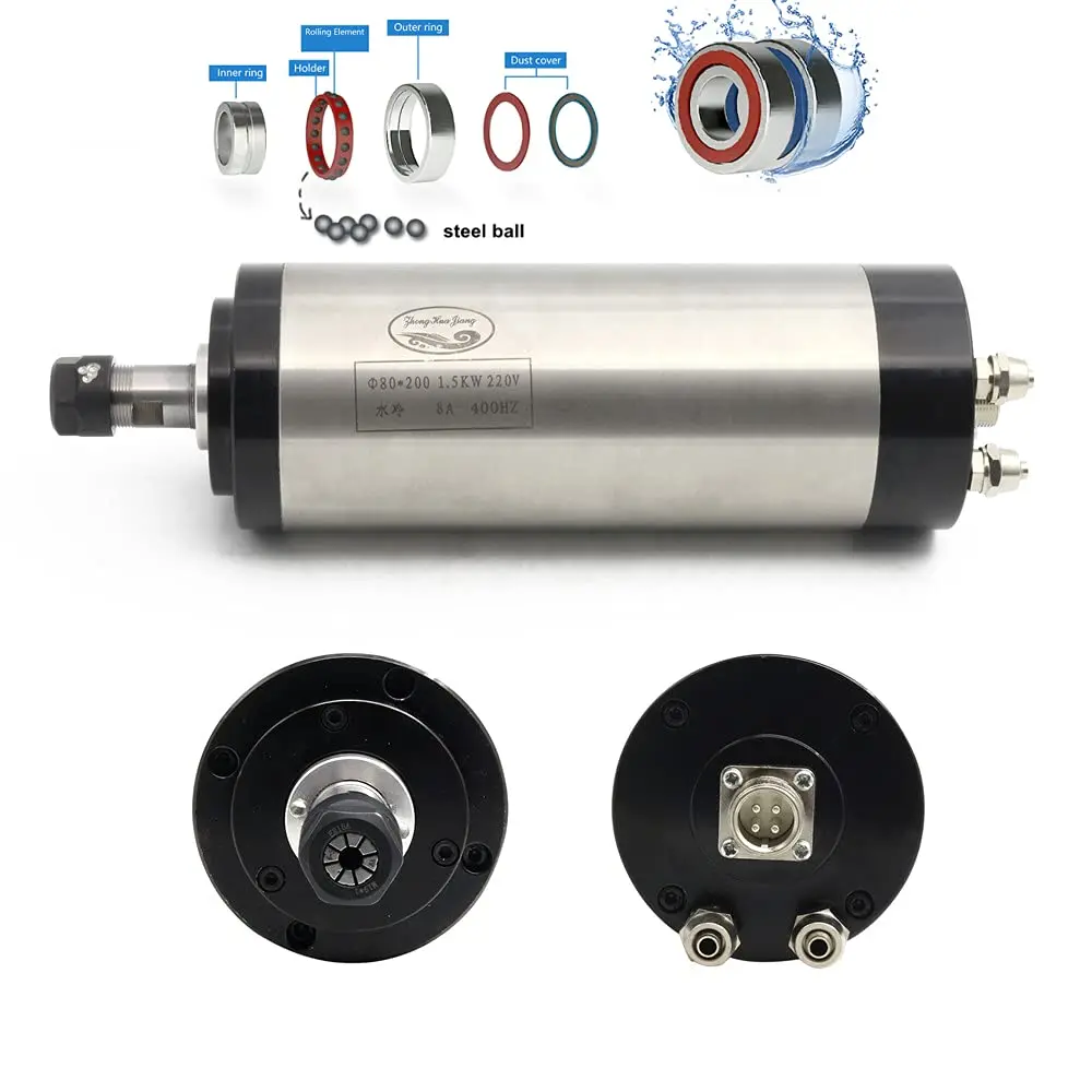 【EU】1.5KW Water Cooled Spindle Motor Kit 110V or 220V Inverter 80MM ER16 Clamp For Lathe CNC Engraving Milling Cutting Machine