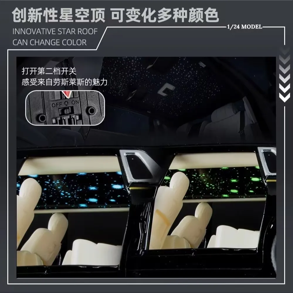 Modellino Auto in Scala 1/24 Rolls Royce Phantom, Giocattolo Die-cast con Suoni e Luci Simulate, Auto in Metallo a Retrocarica per Regali e Collezioni per Bambini