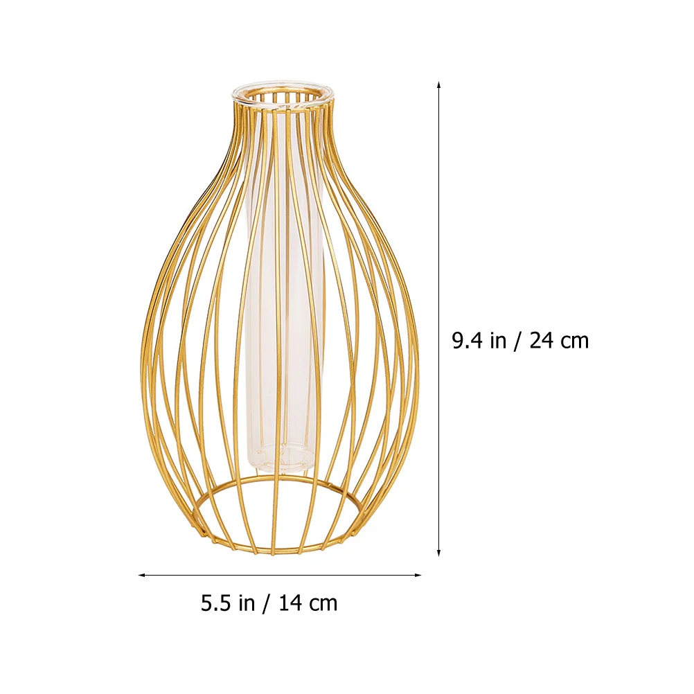 

Hydroponics Vase Glass Tube Iron Vases Mini Metal Unique Decorative Suitable Bedroom Living Room Office Fill Tulips