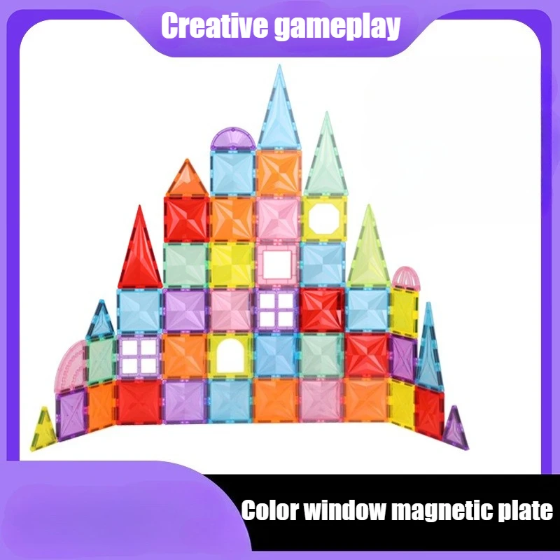 

Color Window Magnetic Plate Building Block Strong Magnet Construction Piece Puzzle Magnetic Toy Drill Surface Magnetic Sticker