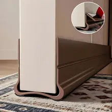 Tira de vedação inferior da porta autoadesiva, 93cm, pvc, flexível, lacuna da porta, vento e poeira, tira meteorológica com feltro à prova de som, 1 peça