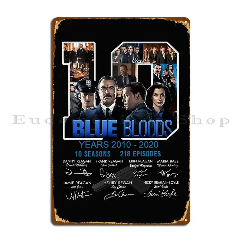 بلو بلودز سنة 2010 2020 10 مواسم 218 حلقة توقيع قميص علامة معدنية ملصق تصميم سينما كهف تين تسجيل ملصق