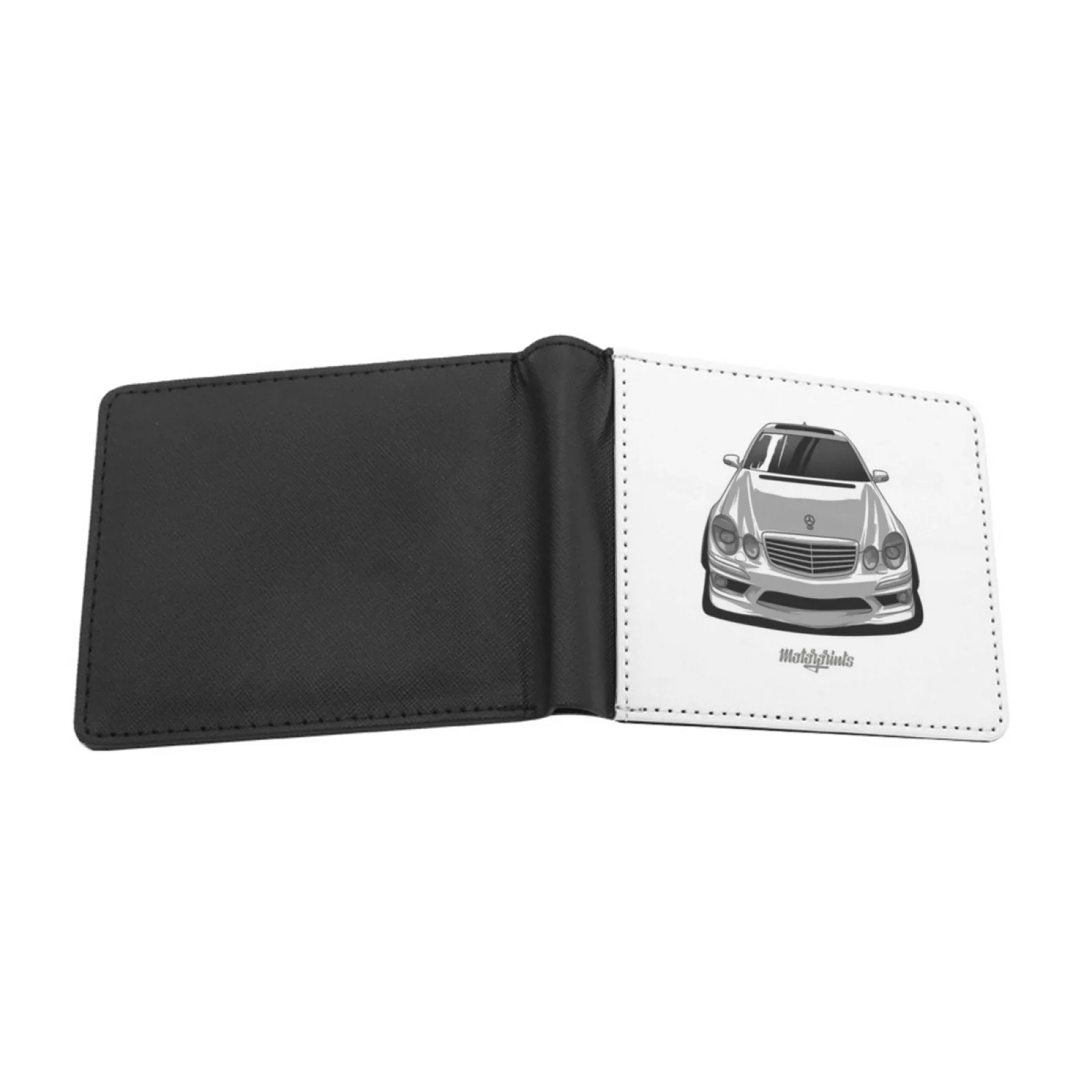 211 White Leather Men Wallets Credit Card Holder Purse Black Wallet Eclass Sclass Sedan Sport Autobahn Carlsson Lorinser E500