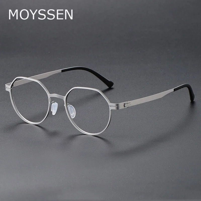 Brand Design Polygon Screwless Myopia Glasses Frame Men Women Ultra Light Titanium Eyeglasses Can Customize Multi Focal Lenses