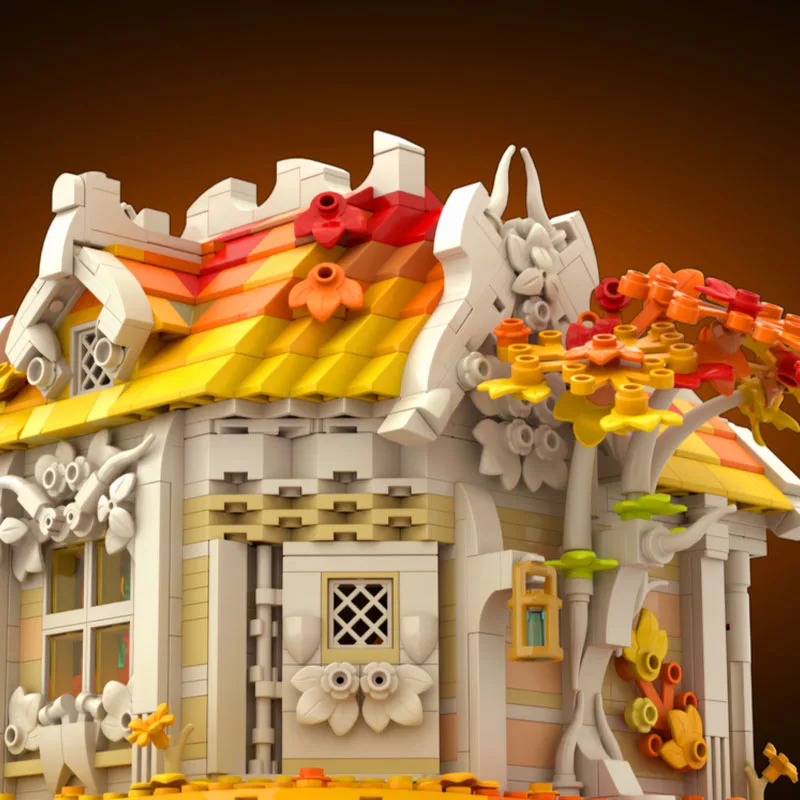 1559 pçs moc outono birchhouser cloud9 castelo da casa arquitetura modular blocos de construção educativos diy brinquedos presente
