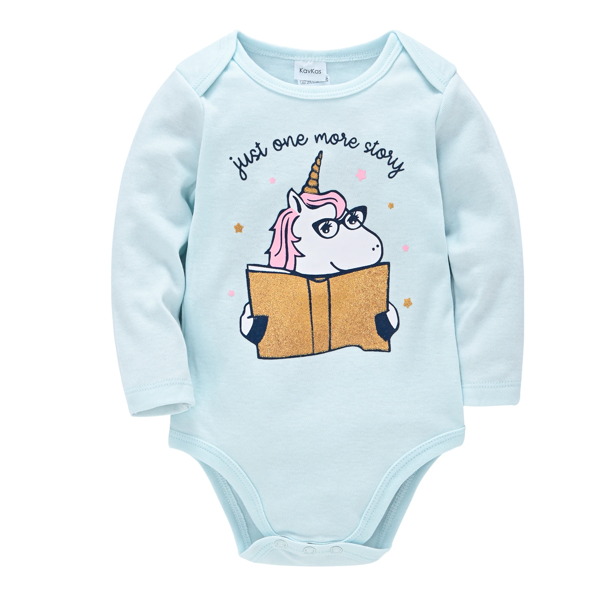 KAVKAS 3 Pieces Baby Girls Clothing Set Pink Unicorn Cute Printing Baby Bodysuit Long Sleeve Kids Rompers Cotton for 3-24M