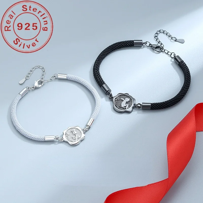 

925 Silver Little Prince Couple Bracelet Prince and Rose Couple Bracelet Valentine's Day Gift Retro Style Hot Top1