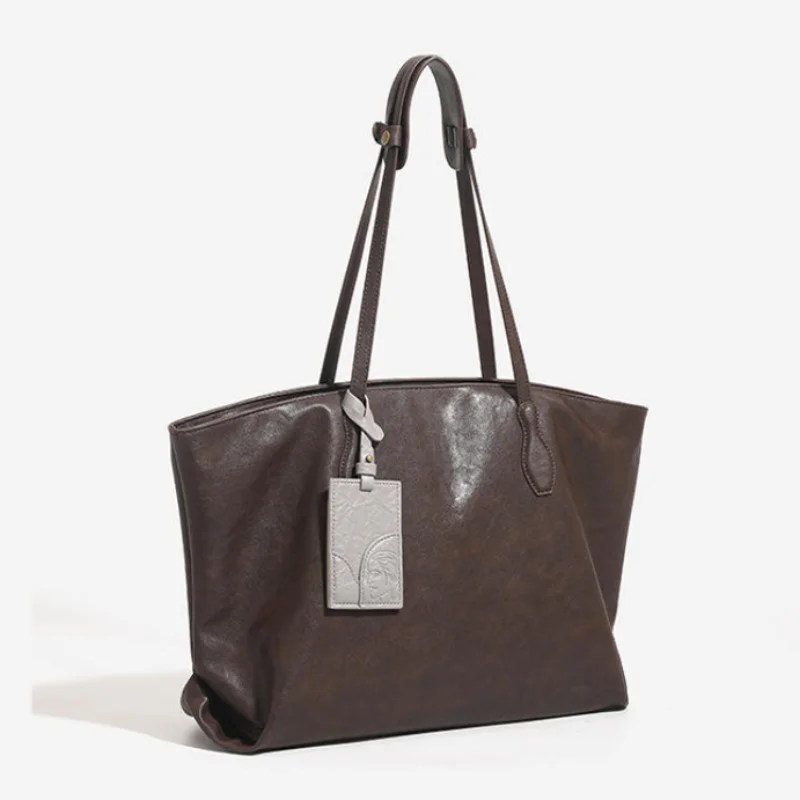 

Женская роскошная сумка-тоут в стиле ретро, универсальная сумка из мягкой вощеной кожи, большая вместительная сумка для подмышек с держателем для карт