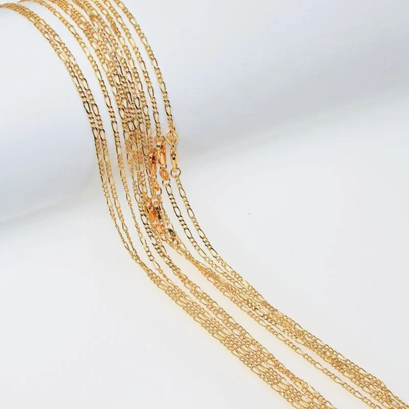 High Quality 16-30Inch Fashion Jewelry Yellow GOLD Figaro Chain