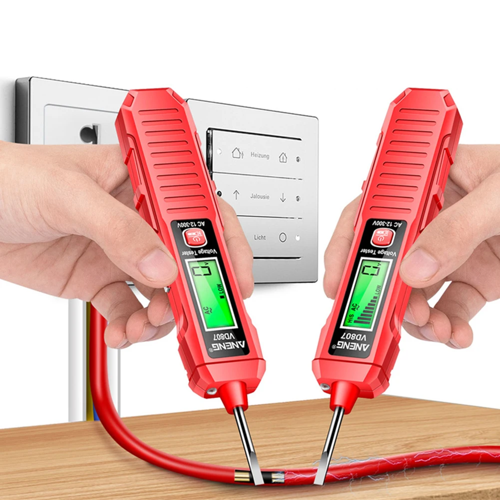 VD807 Digital NCV AC Spannungsprüfer Stift AC 12-300V Schaltungstester 50/60Hz LED Taschenlampe Ton Licht Alarm Null Feuer Drahttester