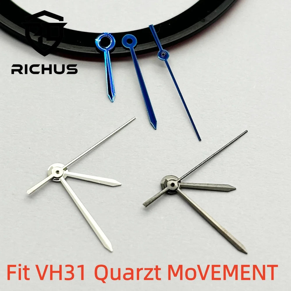RICHUS Pointed Pencil Watch Hands Stainless Steel Watch Fit VH31 Quartz Movement Replacement Watch Movement Repair Parts