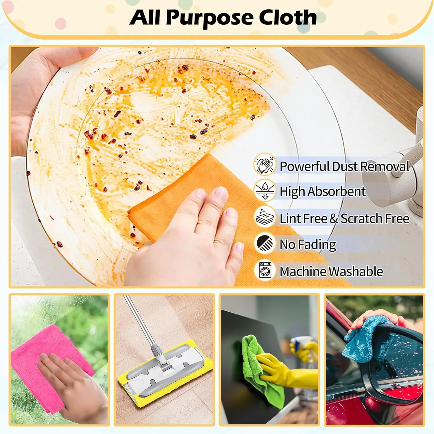 Microfiber Cleaning Cloth, 50 Pack Cleaning Rags,Cleaning Towels for Housekeeping, Kitchen, Car, Lint-Free, Reusable Shop Towels