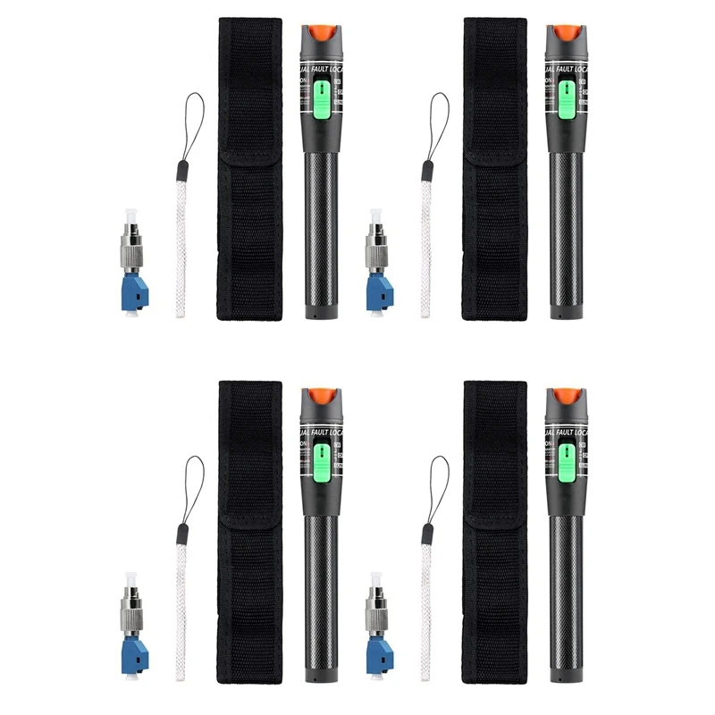 

4X Visual Fault Locator, 30MW Optic Fiber Cable Tester With FC Male To LC Female Adapter, 30KM Red Light Source Meter