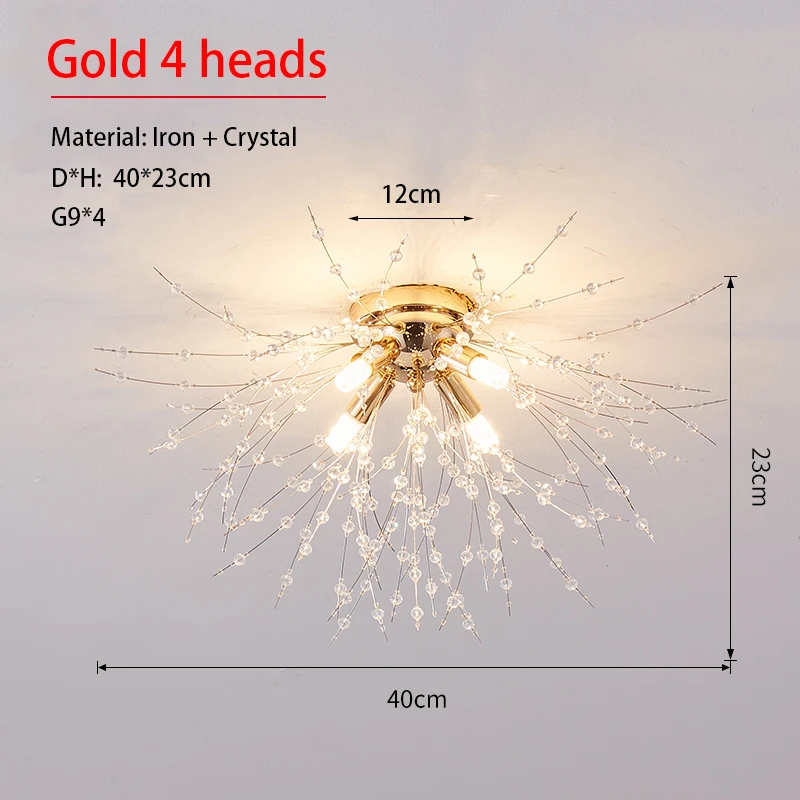 Paardebloem Kristallen Kroonluchter Scandinavische Moderne Woonkamer Eetkamer Slaapkamer Plafondlamp Kamerlicht Vuurbal Decoratief Licht