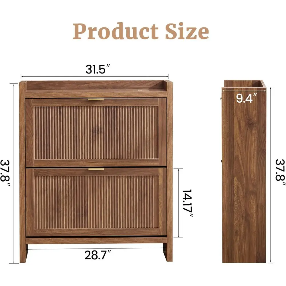 Narrow Standing Wood Shoe Rack Cabinet for Entryway, Front Door, and Hallway view 2