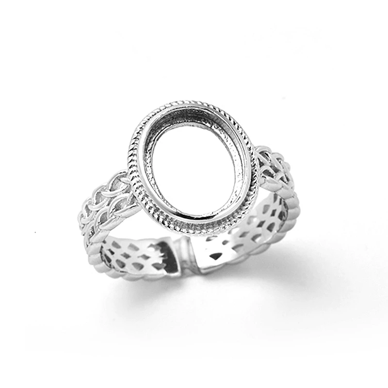 

925 Sterling Silver 8x10mm Semi Mount Ring Engagement Wedding Baid Women DIY Gemstone Setting