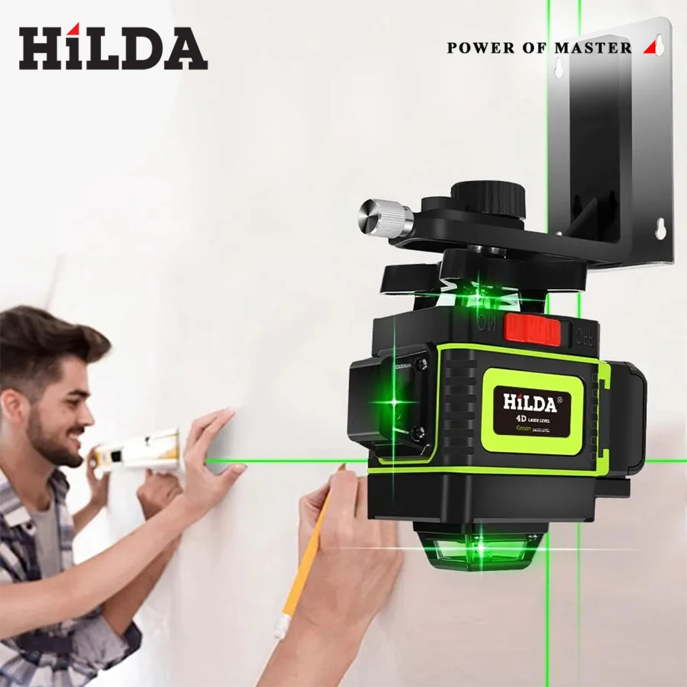 HILDA 4D 16 Lines Laser Ultra Strong Green Beam Horizontal 360 Automatic Leveling Vertical and Horizontal Optical Instrument