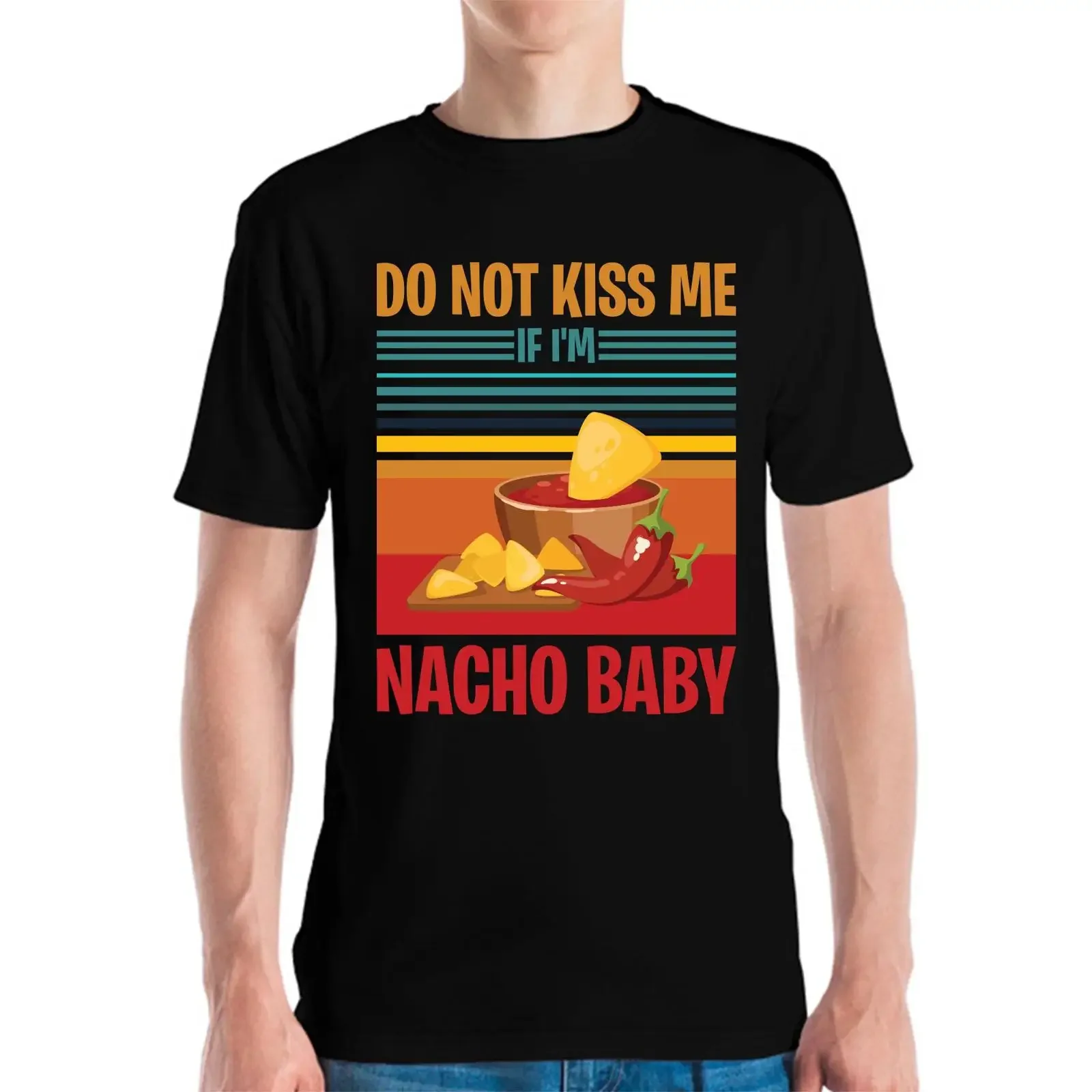 Funny Do Not Kiss Me If I'm Nacho Baby Mexican Food Foodie T shirt Kids vintage Washed Breathable Versatile Stretched Stylish