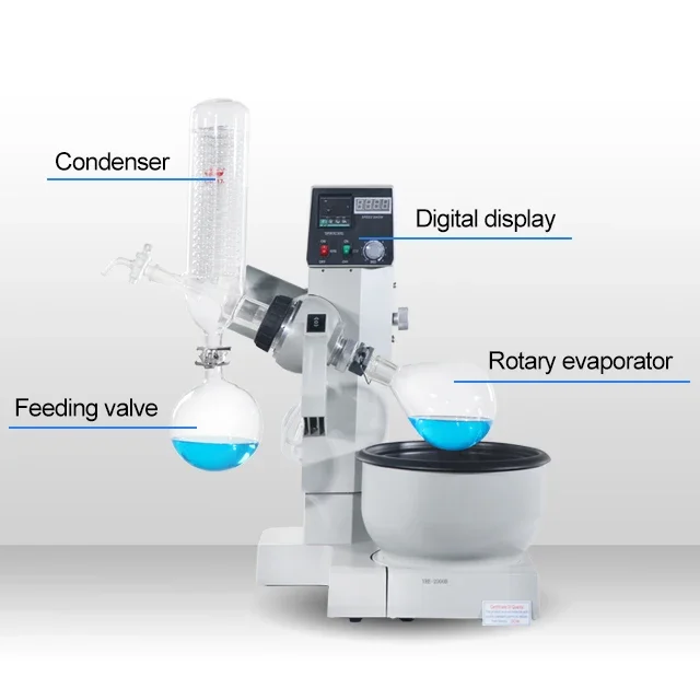 YUHUA ODM rotating speed 0-200rpm 1L 2L 5L rotary flask solvent chart rotary evaporator  for Lab