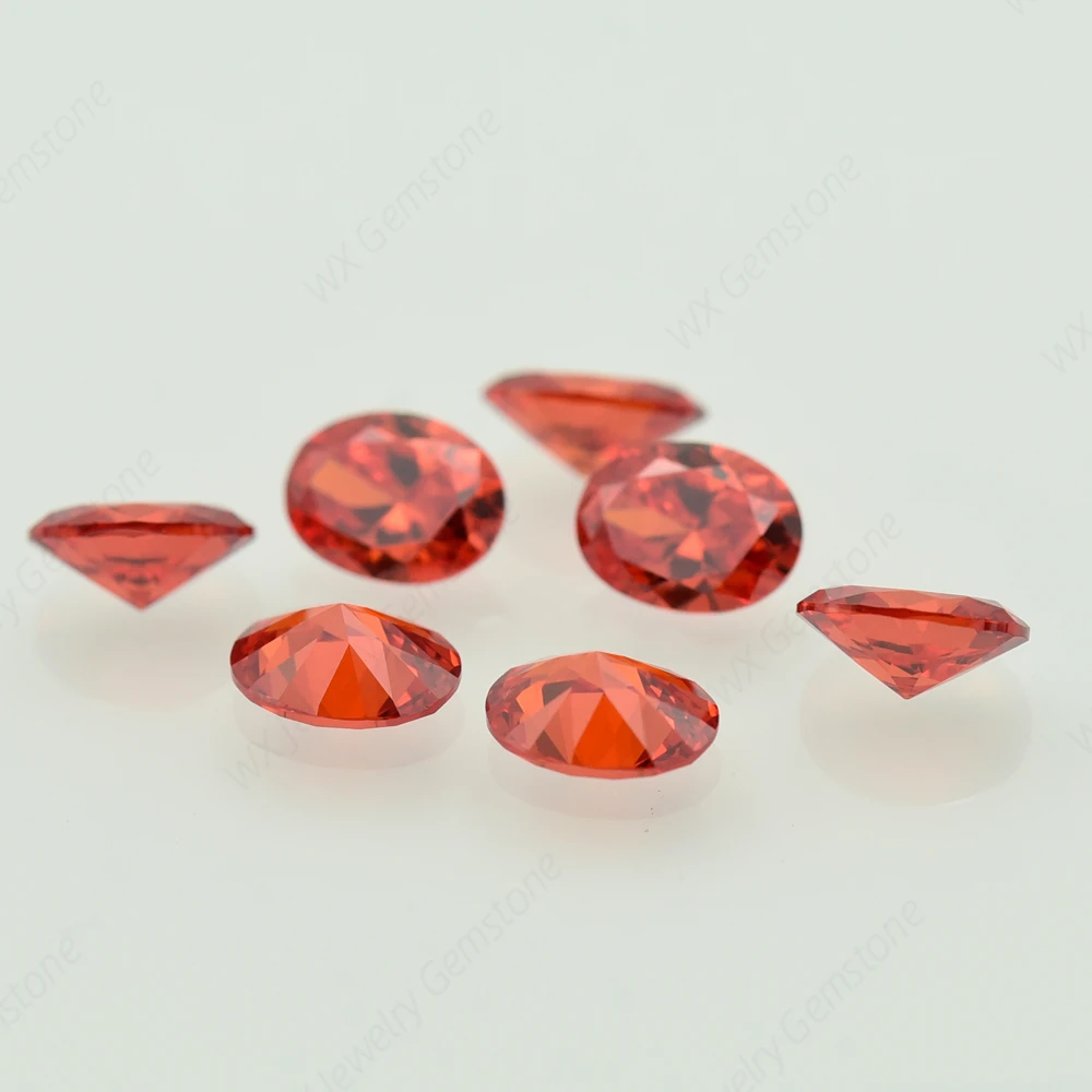 Oval Shape Cut Size 2x3~18x25mm 5A Orange CZ Stone Synthetic Gems Loose Cubic Zirconia For Jewelry Wholesale High Quality