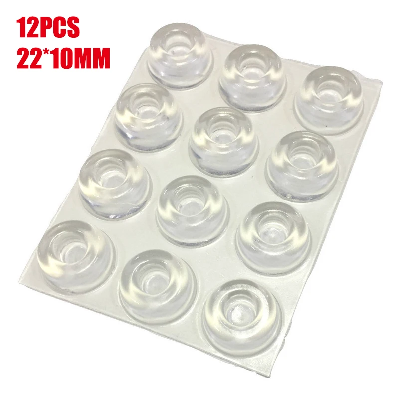 12 Pcs Clear Self Adhesive Door Stopper Rubber Damper Buffer Cabinet Bumpers Silicone Furniture Pads Cushion Protective Pads