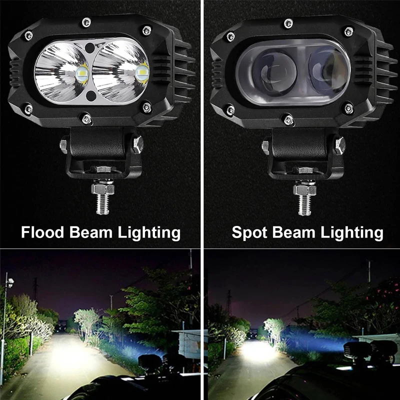 Car Work light led lights 4inch Fog lights dual colors Fishing light attractor motorcycle spotlights for offroad Car accessories