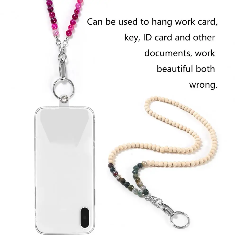 Cruise Ship Lanyard Work Card Lanyard Stylish Beaded Lanyard with Lobster Clasp Keyring Natural Wood Beads Id Badge for Work