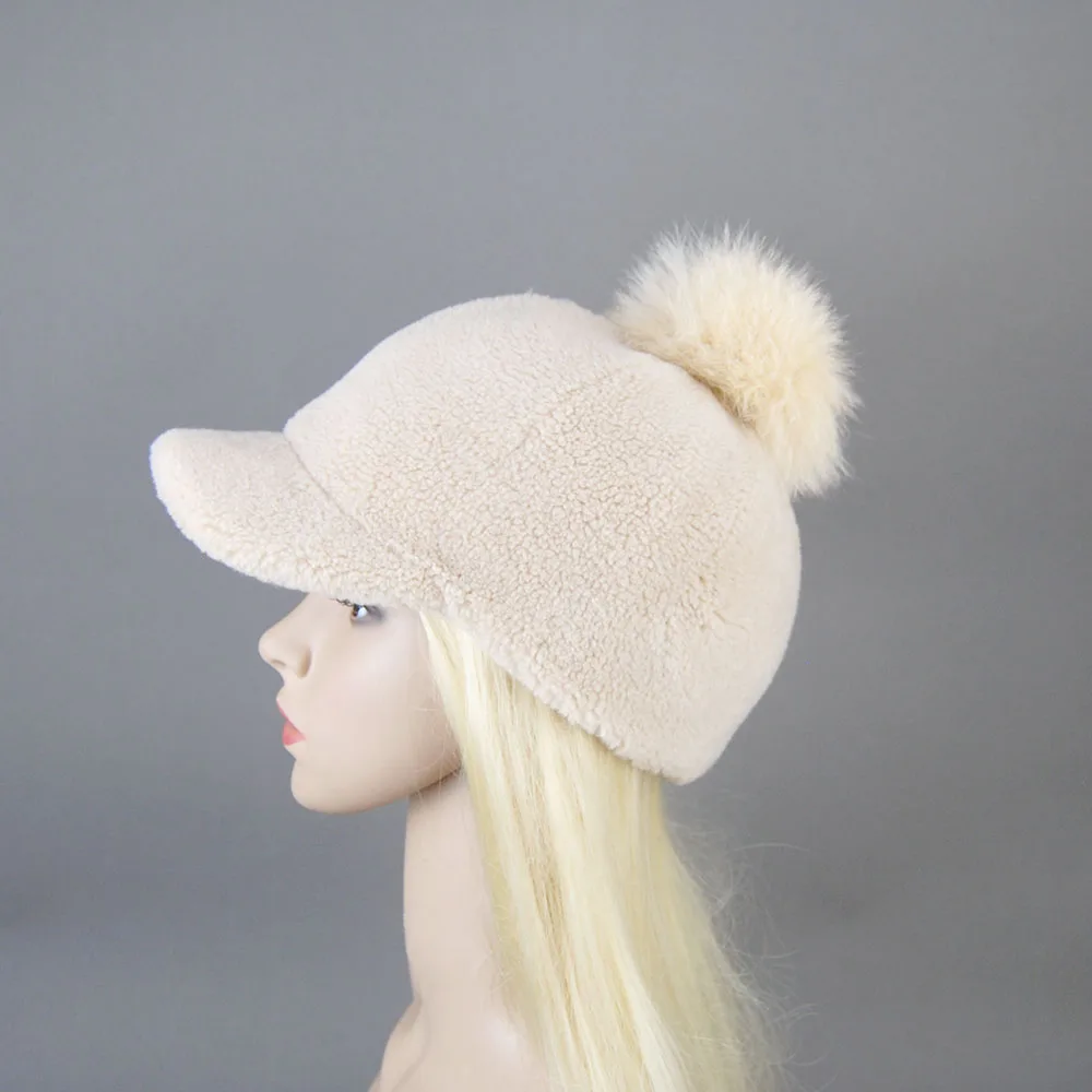 Winter Autumn Baseball Cap Women Containing 20%-30% Lamb Wool Hats Version Tide Warm Cap Plush Baseball Caps Cute Baseball Cap