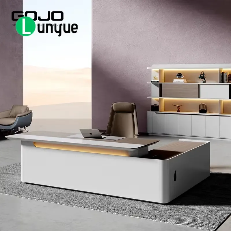 Modern Luxury L-Shaped Executive Desk Wood MDF Boss Office Director Table Regular Size Fashion Furniture for Home Office