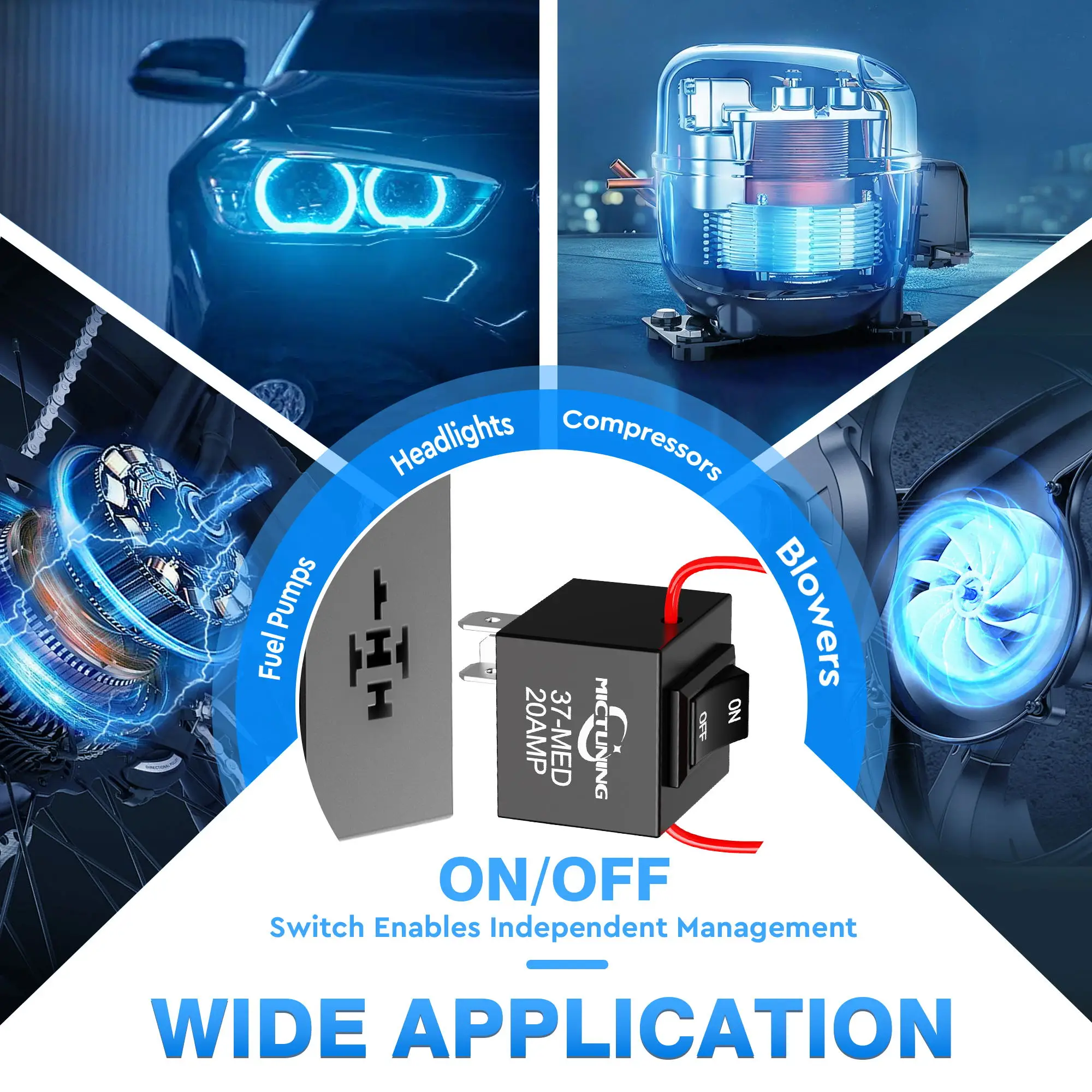 MICTUNING - 6 Pack 9038A Relay Bypass Switch Kit with Amp Loop, Fuel Pump Relay Tester, Diagnostic Scan Tool, Master Switch Kit