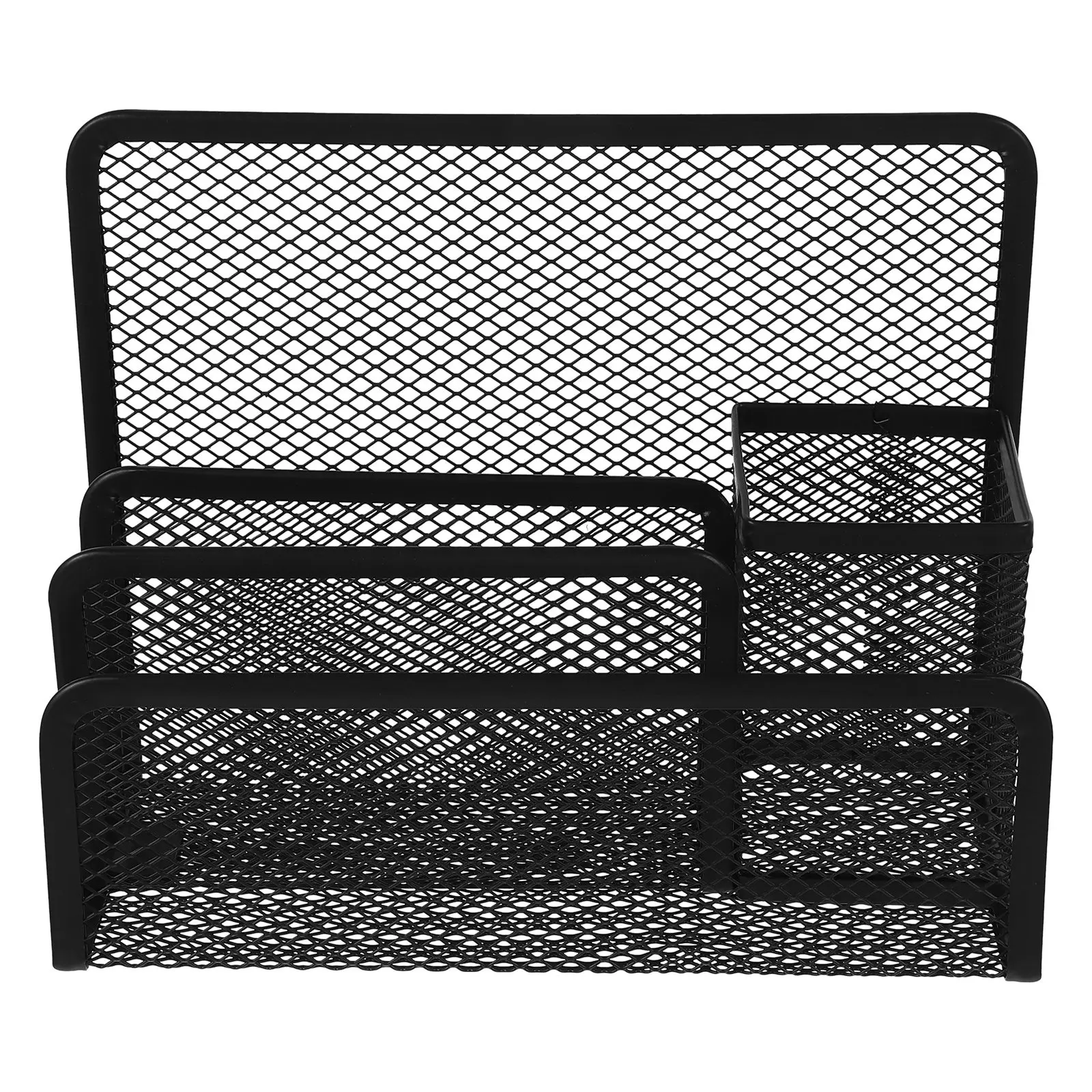 Functional Black Iron Mesh Desktop Organizer for Files Pens Envelopes Folder Holder Vertical Desk File Organizer Compact