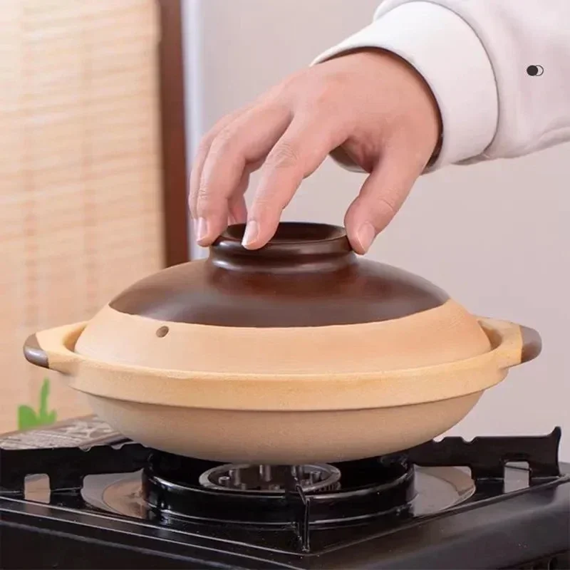 Cazolas de cerámica de 18cm y 20cm, olla para sopa, cazuela para cocinar, estofado de arcilla, ollas para estofado, utensilios de cocina