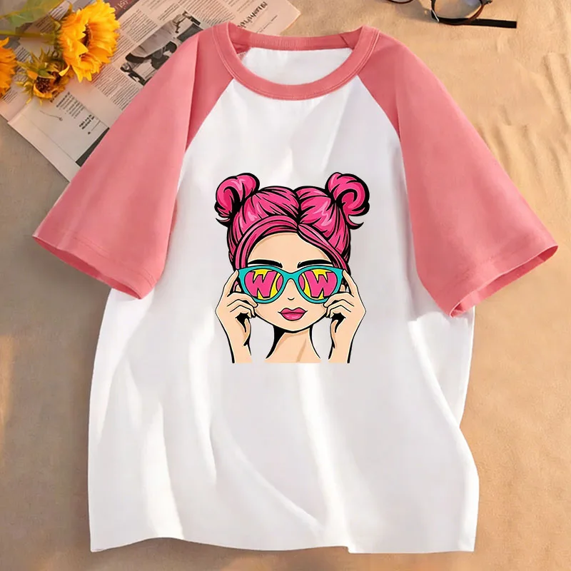 Modisches Mädchen-Design Bedruckte T-Shirts Weiche Kurzarm-Kinder-T-Shirts 90er Jahre Mädchen Sommer Frühling Lässiges Oberteil T-Shirt