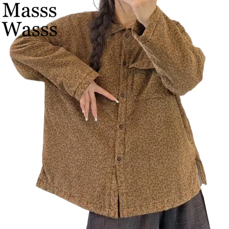 

Masss Wasss Fashion Winter Coats Womens Printed Loose Casual Padded Jackets Ladies Classic Vintage Floral Parkas Warm Outerwear