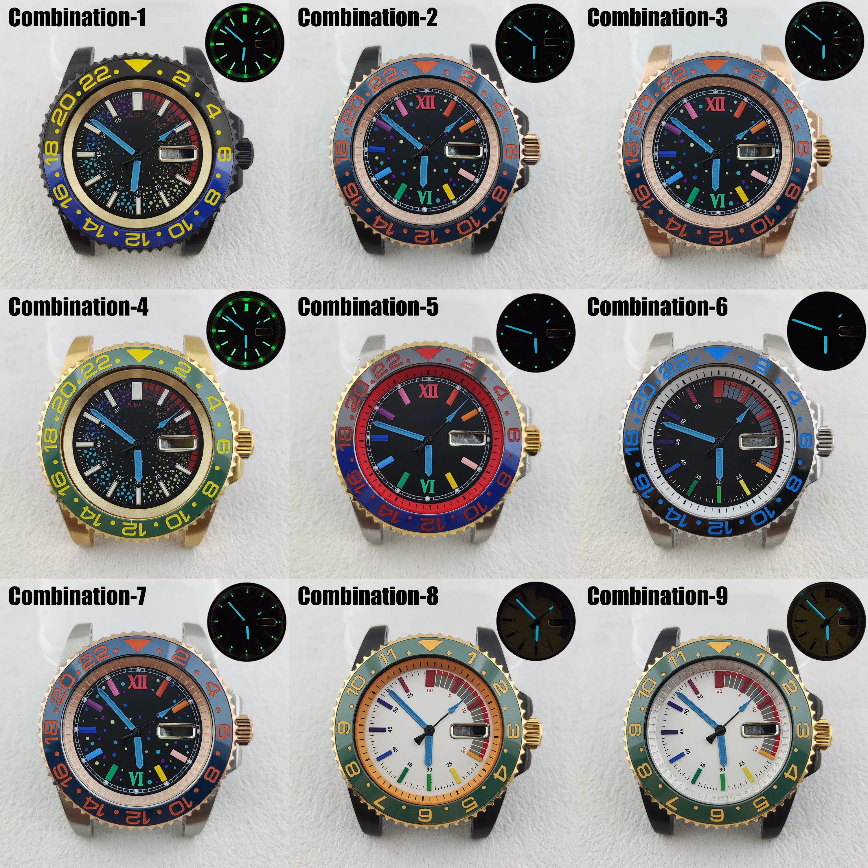 NH36/NH35 case Men Watch Accessories combination Stainless steel watch case luminous NH35 dial hands Ceramic watch bezel