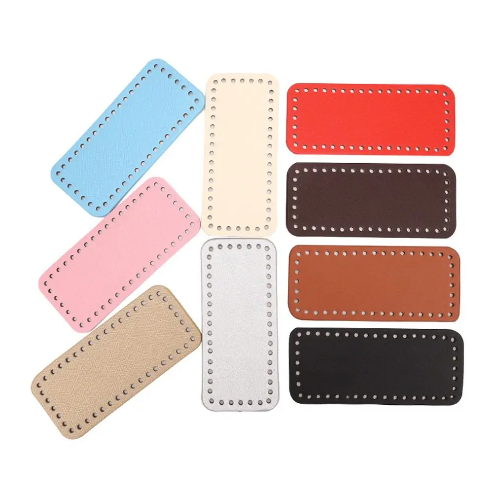 PU Leather Crochet Bag Bottom with Holes Wear-Resistant Long Bag Bottom Rectangle Making Bags Purse Handmade Bottom