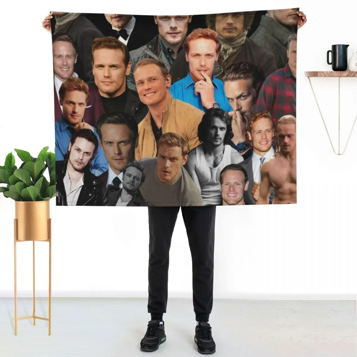 sam heughan photo collage Throw Blanket Thins Bed Fashionable Stuffeds bed plaid Single funny gift Blankets